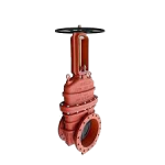Mueller 2361OS&Y Resilient Wedge Gate Valve with red color on a white background from Saudi Supplier.