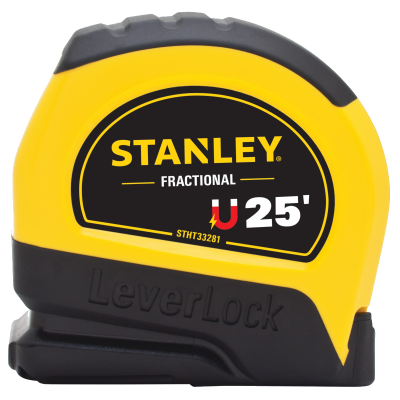 Stanley STHT33281L 25' Magnetic Tip & Fractional Read LeverLock Tape Measure - Image 1