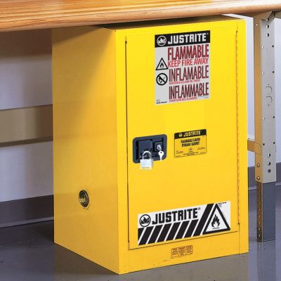 Justrite Sure-Grip®Flammable Safety Cabinet, 1 Self-Close Door, Yellow - - Image 1