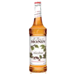 MONIN Hazelnut syrup 1Ltr bottle with Light Brown color from Saudi Supplier.
