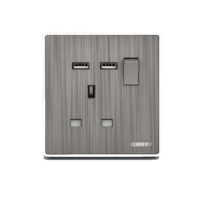 فيش 13 امبير مع LUXIFY USB سلفر - Image 1