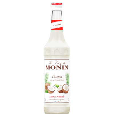 Monin Coconut Syrup 1Ltr bottle with Cloudy white color from Saudi Supplier.
