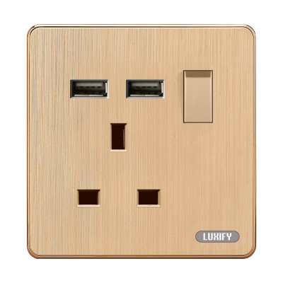 فيش 13 A مع USB LUXIFY ذهبى - Image 1