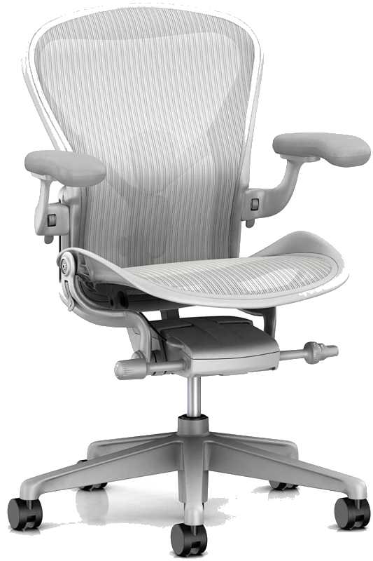 Herman Miller Aeron Chair – Size B Mineral color in a vertical shape on white background from Saudi Supplier. 