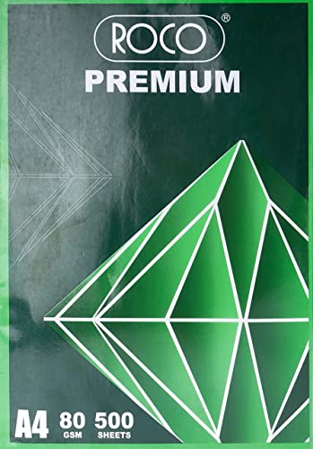 Get Roco Premium Copy Paper, White, A4, Plain, 80 gsm, 500 Sheets, Model C801A45H, high quality A4 paper from Saudi Supplier.