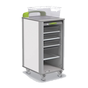 MooreCo Makerspace Small Mobile Tub Storage Cabinet, five empty shelves for storage purposes color in silver and yellow with MooreCo brand from Saudi Supplier.