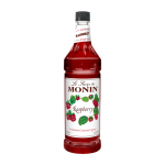 Monin Raspberry Syrup 1Ltr bottle with cloudy red color from Saudi Supplier.