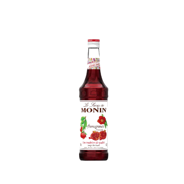 Monin Pomegranate Syrup 1Ltr bottle with Bright red color from Saudi Supplier.