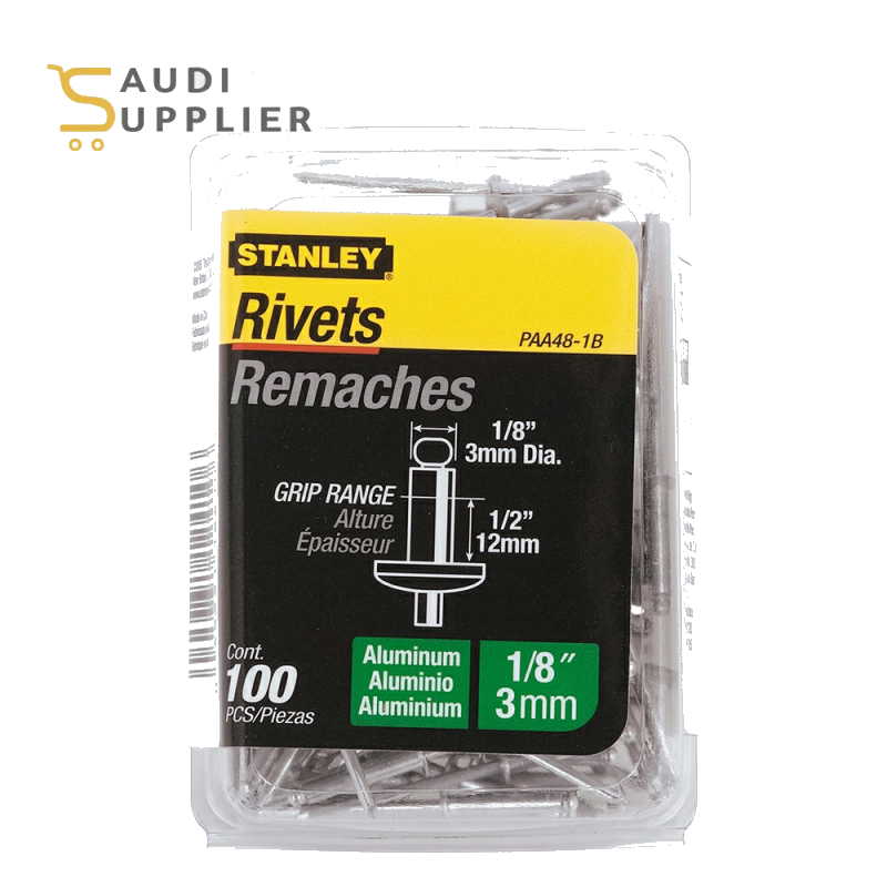 Stanely 100 PK 1-8 IN X 1-2 IN ALUMINUM RIVETS - Saudi Supplier